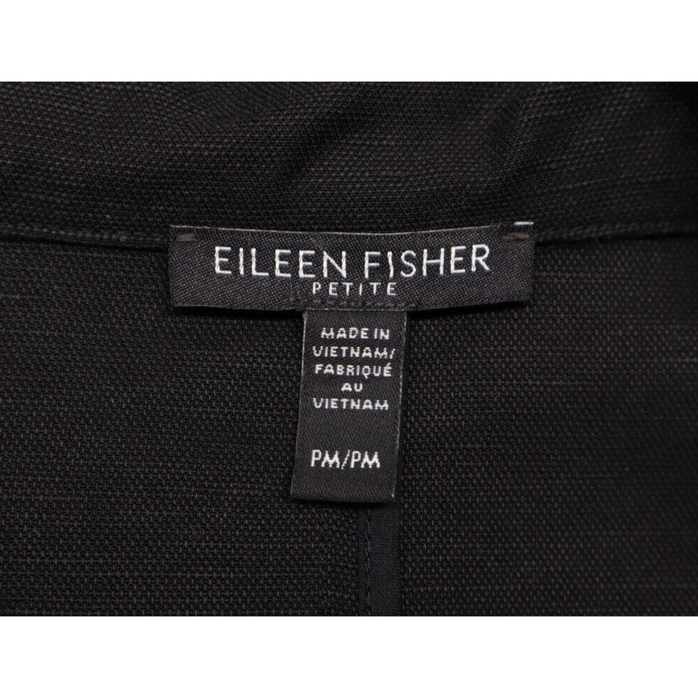 Eileen Fisher Sz M Petite Black Drape Front Linen Tencel Boxy Jacket Minimalist - Picture 7 of 9